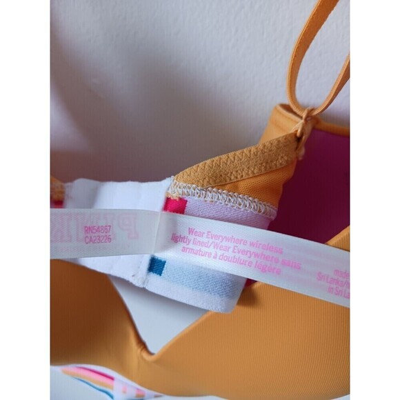 Victoria's Secret Pink Wear T Shirt‎ Bra Wireless Lightly Lined Yellow 32DD - Picture 5 of 6
